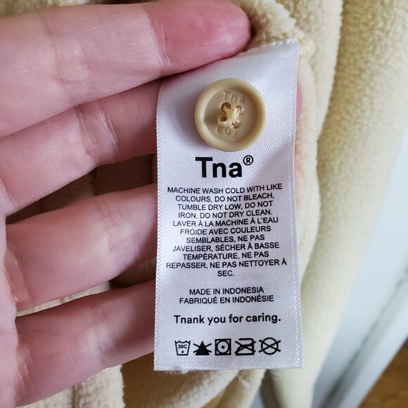 TNA Aritzia Fleece Button-Up Shirt Jacket Shacket Butter Yellow Women's Small - Picture 10 of 12